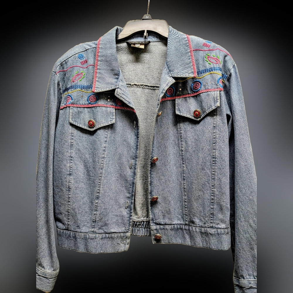 Vintage Christina Hope embroidered denim jacket NWOT size 14
